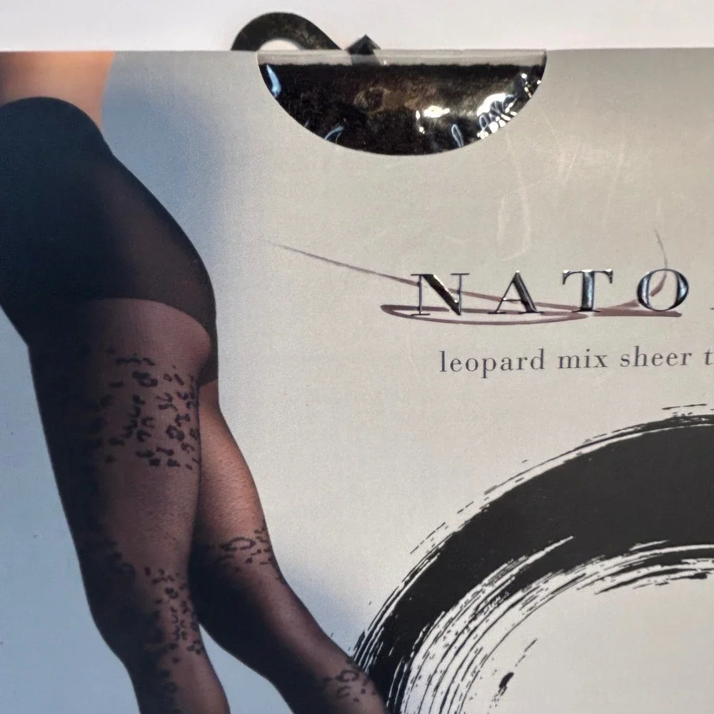 Natori Leopard Mix Sheer‎ Tights Black Size Medium